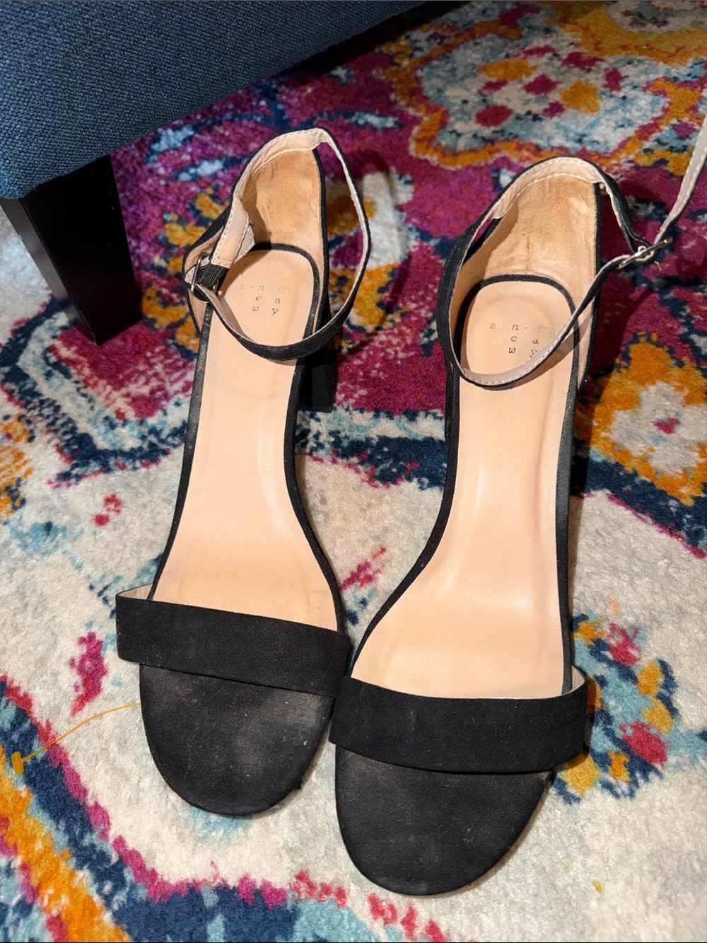 Women's Black Ankle-Strap Block Heel Sandals